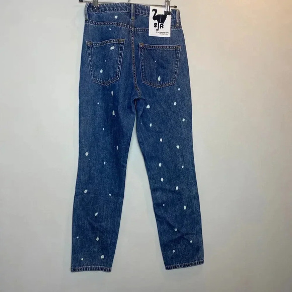NWT Sandrine Rose Free People Straight Leg Jeans Bleach Polka Dot Medium Wash 24 - Picture 9 of 12
